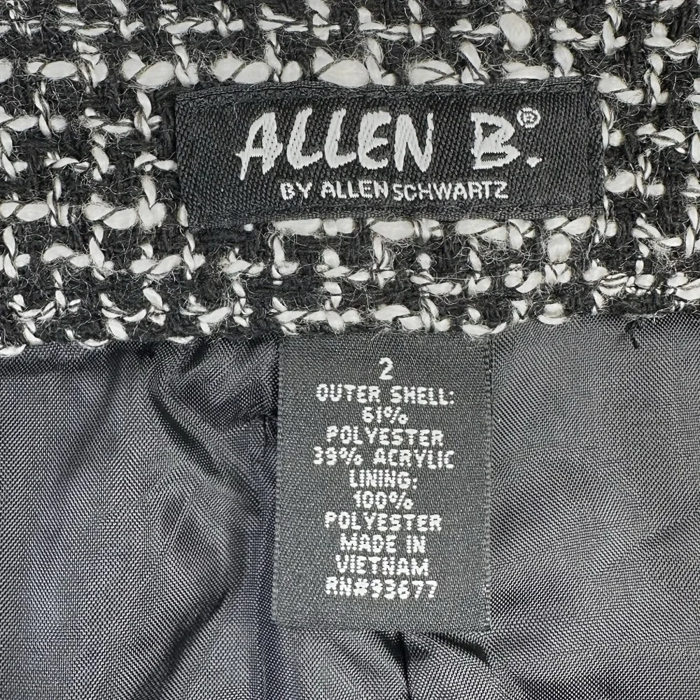 ALLEN B. by ALLEN SCHWARTZ Textured Tweed Mini Skirt Black White Zipper‎ Pockets - Picture 6 of 6
